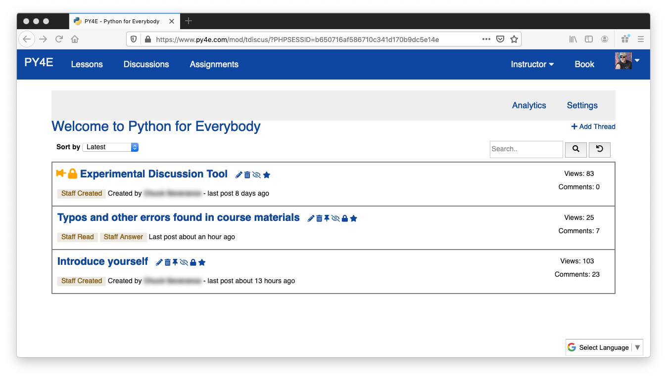 Threaded Discussion screenshot 2